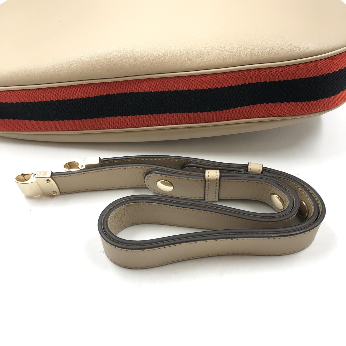 Gucci Aria Kalbsleder Web Große Attache Umhängetasche Beige – Luxus für Anspruchsvolle