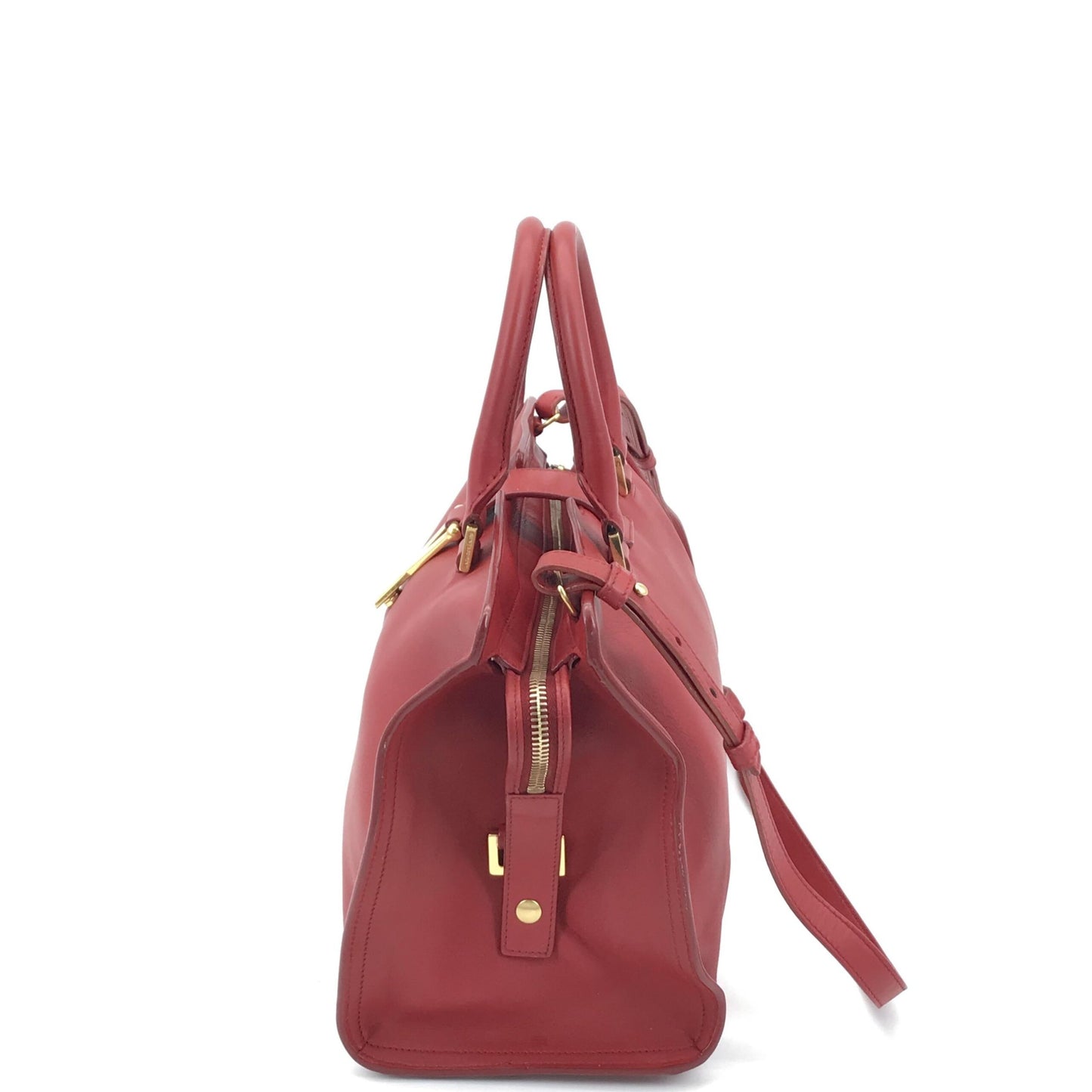 Elegante Saint Laurent Lederhandtasche mit Y-Logo in Rot - Luxuriöses Accessoire für Frauen