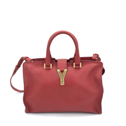 Elegante Saint Laurent Lederhandtasche mit Y-Logo in Rot - Luxuriöses Accessoire für Frauen