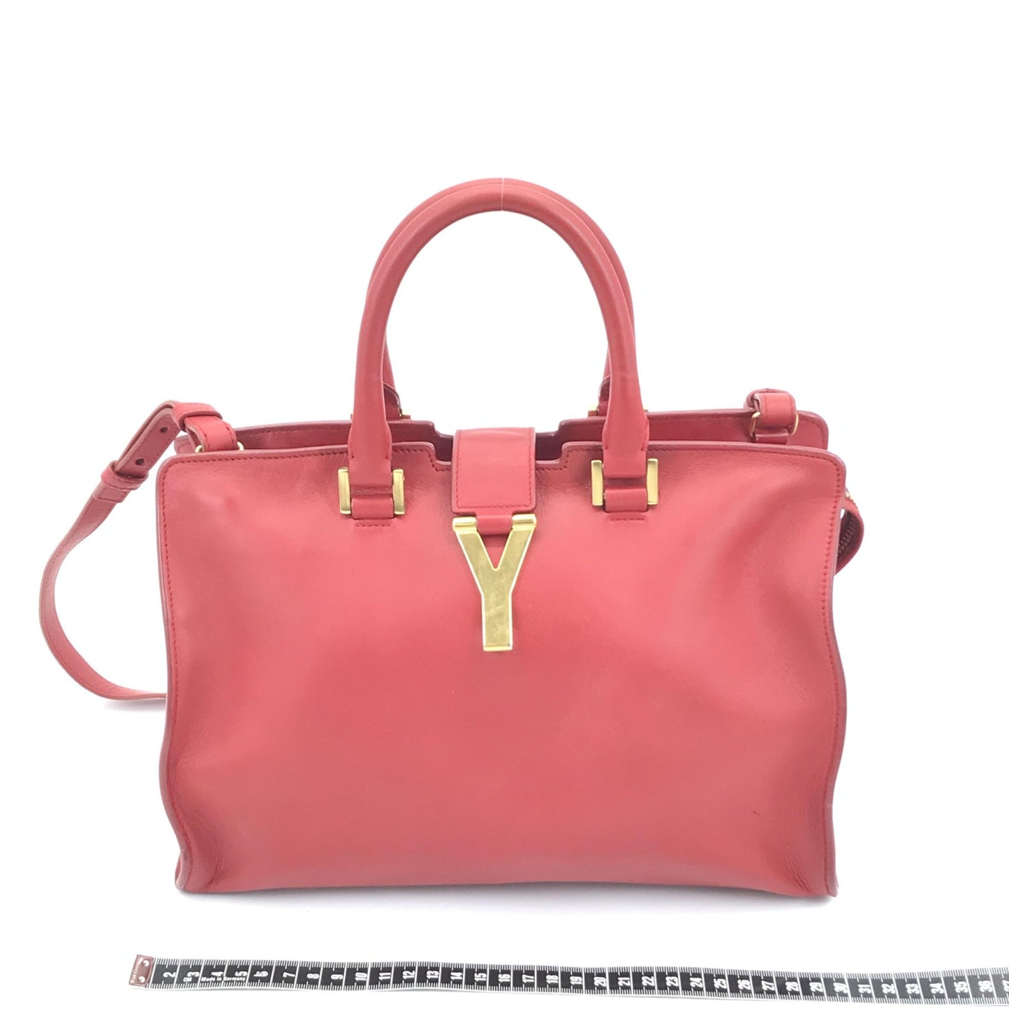Elegante Saint Laurent Lederhandtasche mit Y-Logo in Rot - Luxuriöses Accessoire für Frauen