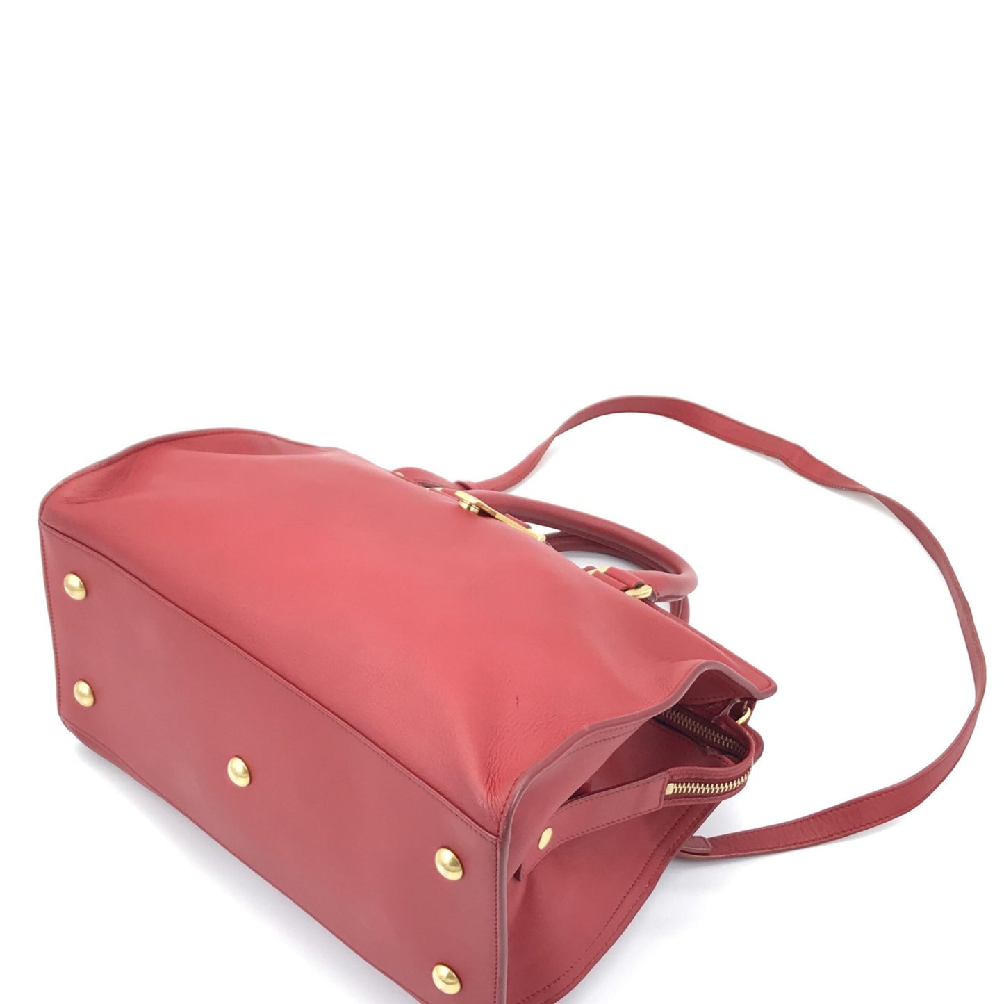 Elegante Saint Laurent Lederhandtasche mit Y-Logo in Rot - Luxuriöses Accessoire für Frauen
