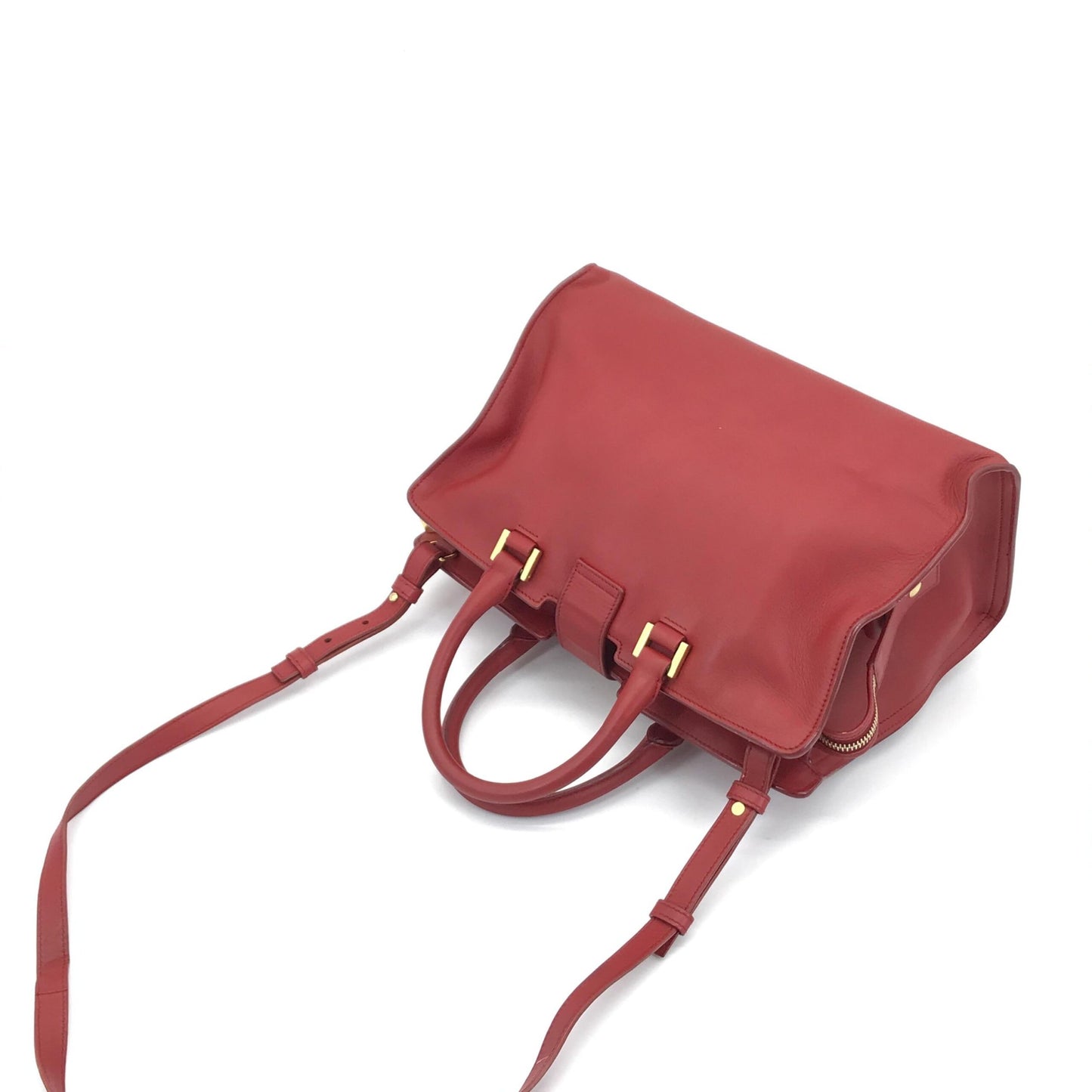 Elegante Saint Laurent Lederhandtasche mit Y-Logo in Rot - Luxuriöses Accessoire für Frauen
