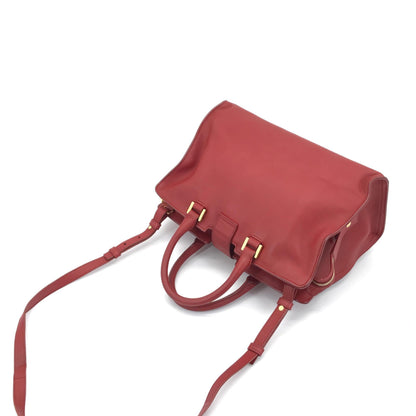Elegante Saint Laurent Lederhandtasche mit Y-Logo in Rot - Luxuriöses Accessoire für Frauen