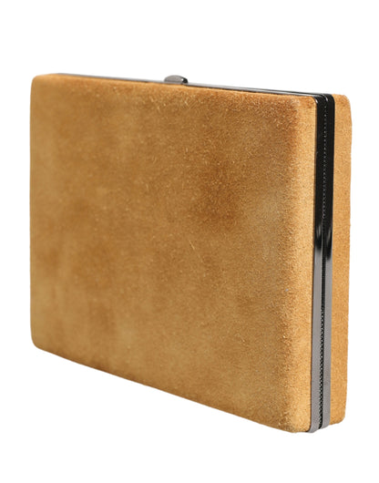 Dolce & Gabbana Beige Samt Kalbsleder Clutch – Elegante Damen Abendtasche