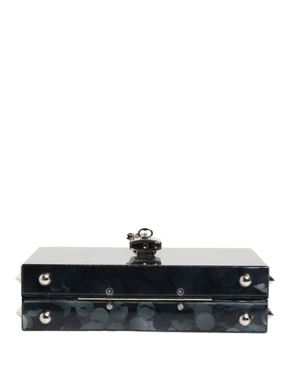 Dolce & Gabbana Schwarze DOLCE BOX Clutch aus Acryl-Plexiglas mit Nietenbesatz