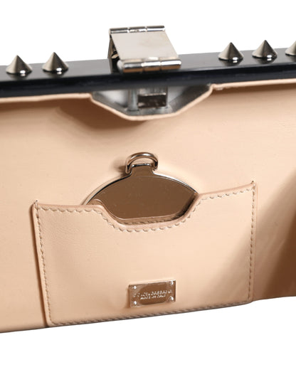 Dolce & Gabbana Schwarze DOLCE BOX Clutch aus Acryl-Plexiglas mit Nietenbesatz