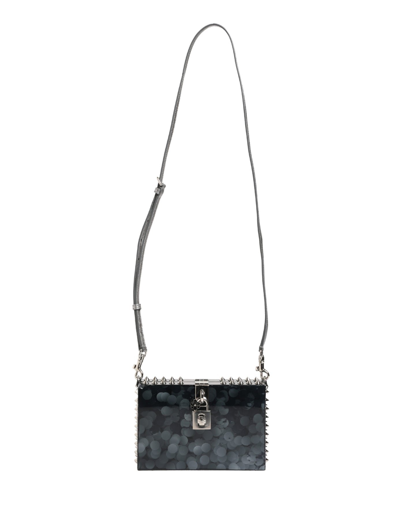 Dolce & Gabbana Schwarze DOLCE BOX Clutch aus Acryl-Plexiglas mit Nietenbesatz