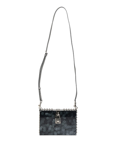 Dolce & Gabbana Schwarze DOLCE BOX Clutch aus Acryl-Plexiglas mit Nietenbesatz