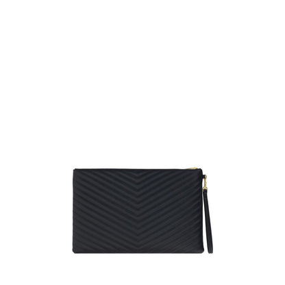 Saint Laurent Schwarze Kalbsleder Bos Taurus Clutch - Elegantes Designer-Accessoire