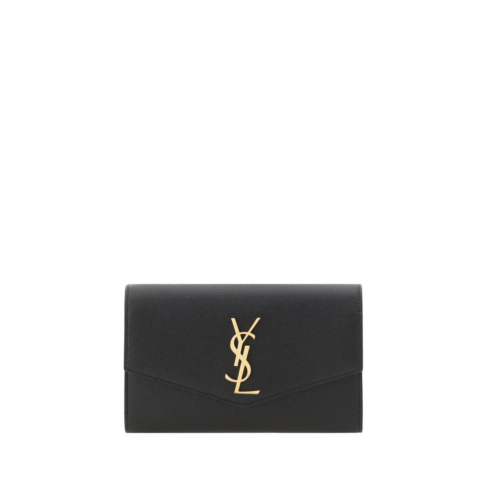 Luxuriöse Saint Laurent Schwarze Bos Taurus Kalbsleder Schultertasche