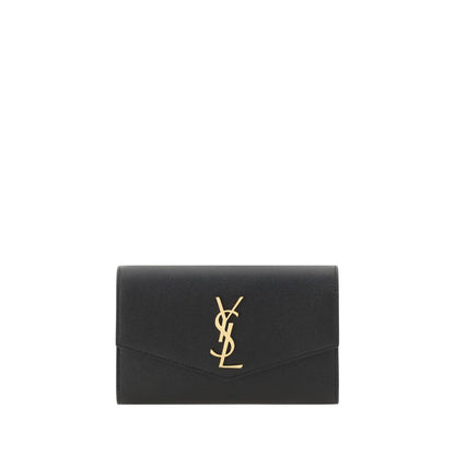 Luxuriöse Saint Laurent Schwarze Bos Taurus Kalbsleder Schultertasche