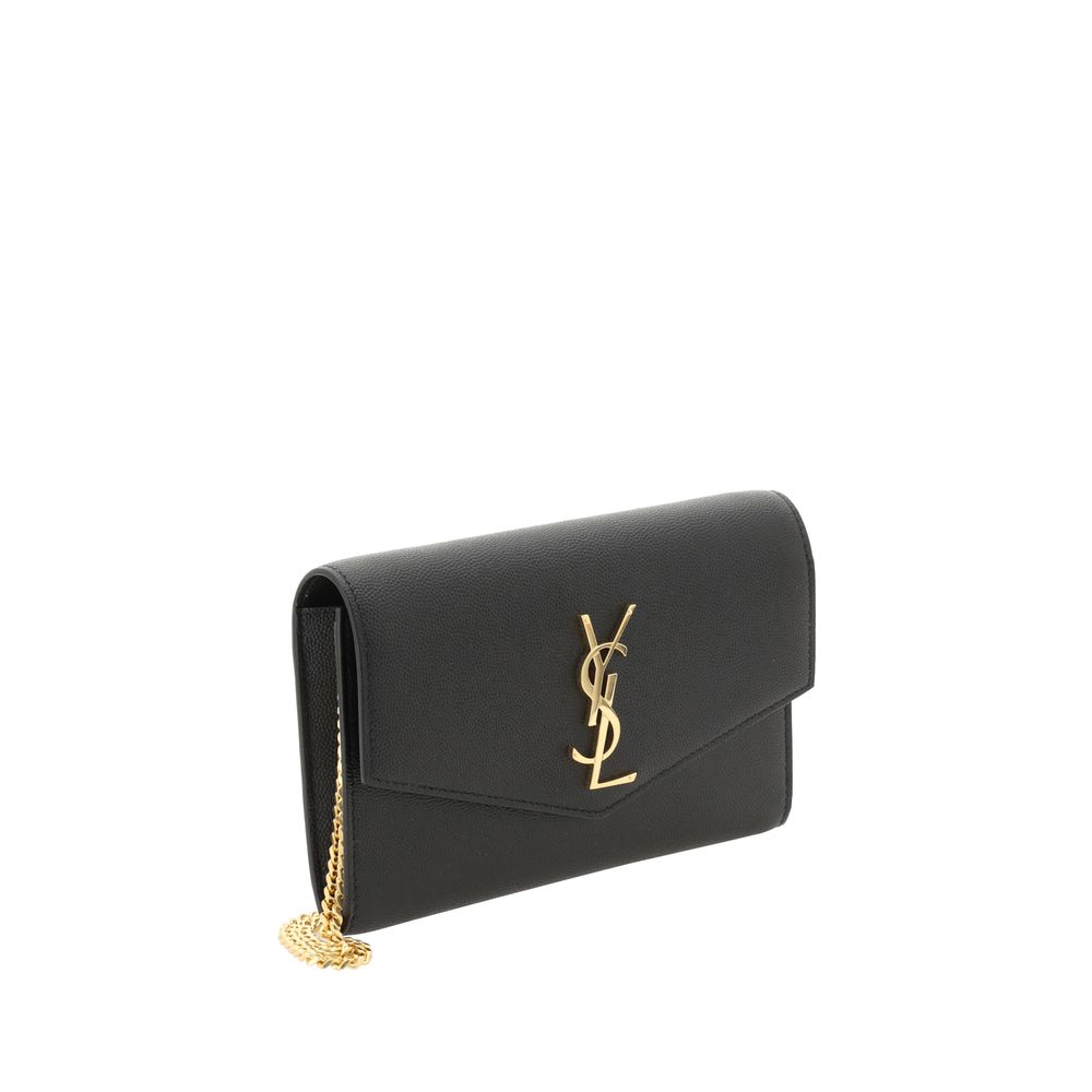 Luxuriöse Saint Laurent Schwarze Bos Taurus Kalbsleder Schultertasche