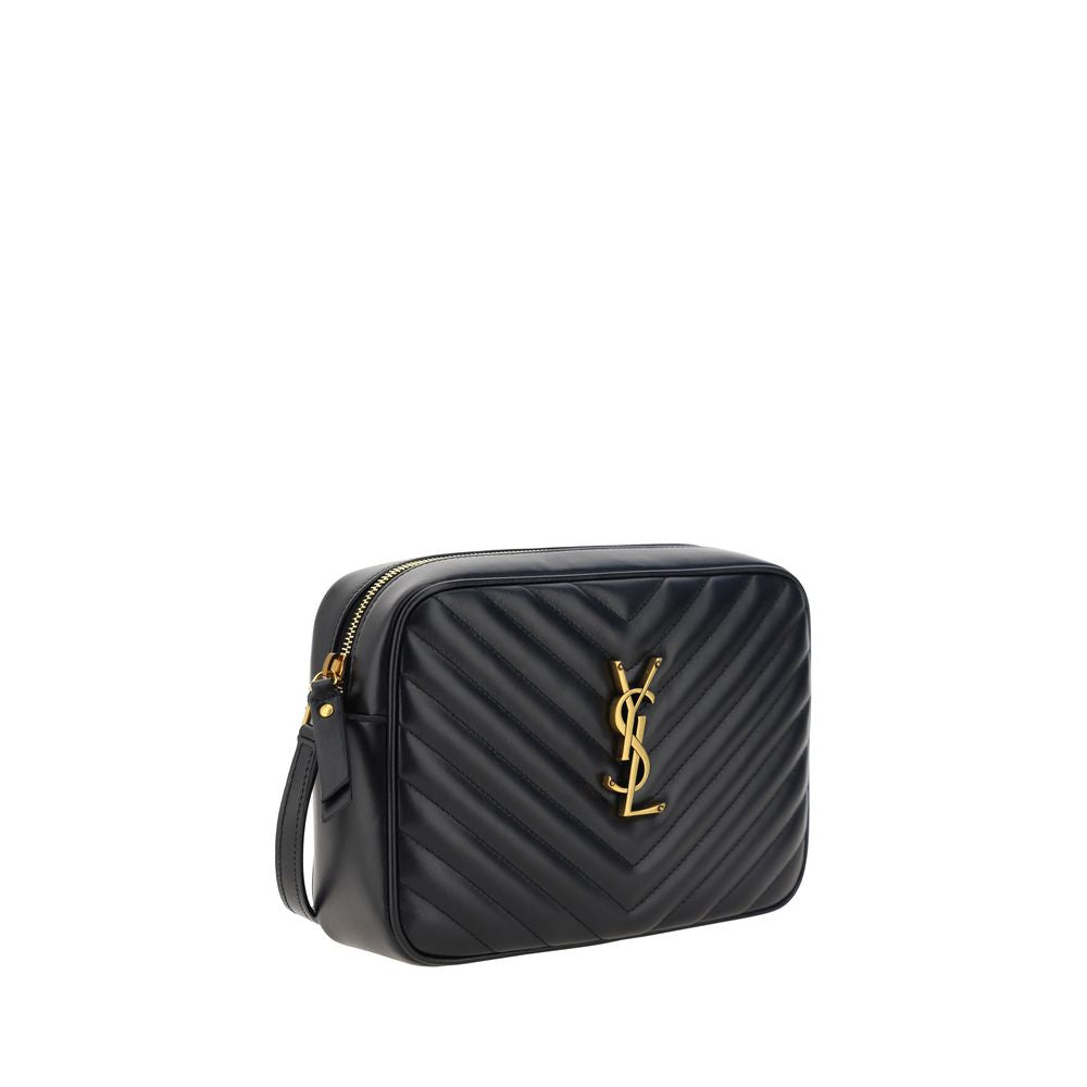 Saint Laurent Schwarze Bos Taurus Kalbsleder Schultertasche - LouLou Kollektion
