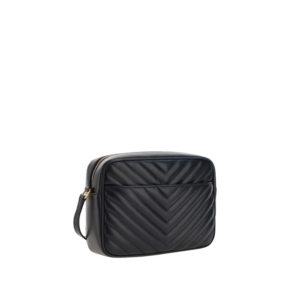 Saint Laurent Schwarze Bos Taurus Kalbsleder Schultertasche - LouLou Kollektion