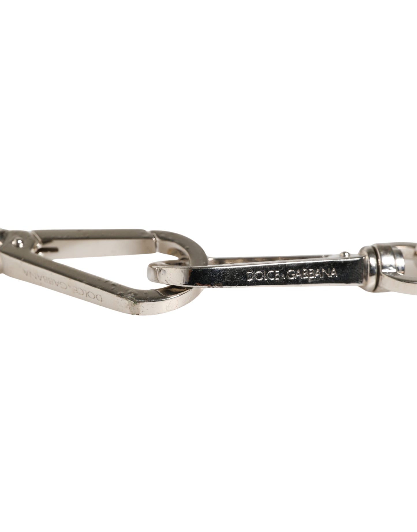 Dolce & Gabbana Schwarzer Leder Schultergurt mit silberner Kette