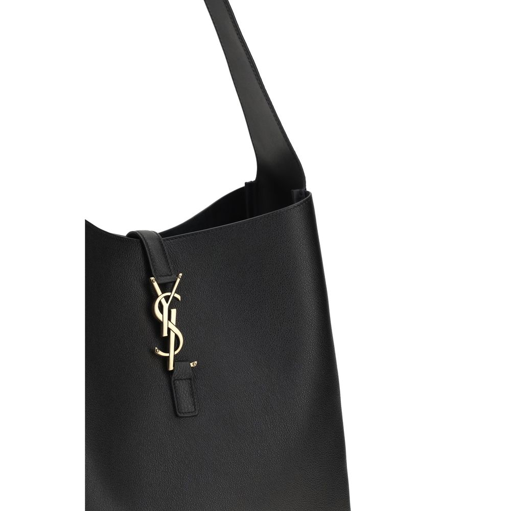 Saint Laurent Le 5 À 7 Schultertasche aus schwarzem Kalbsleder – Elegantes Design für anspruchsvolle Damen
