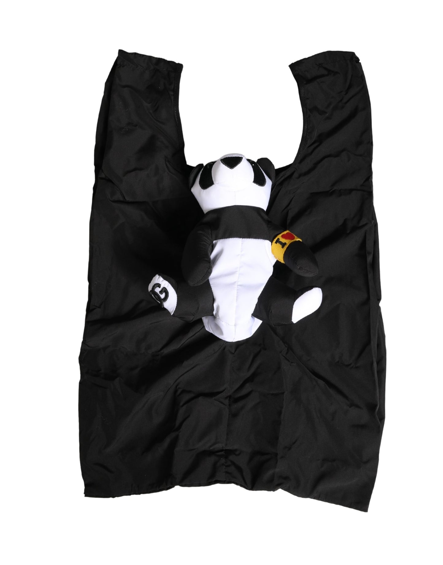Dolce & Gabbana Herren Schwarze Polyester Panda Stofftasche "Ecobag" - Luxus für Jeden Tag