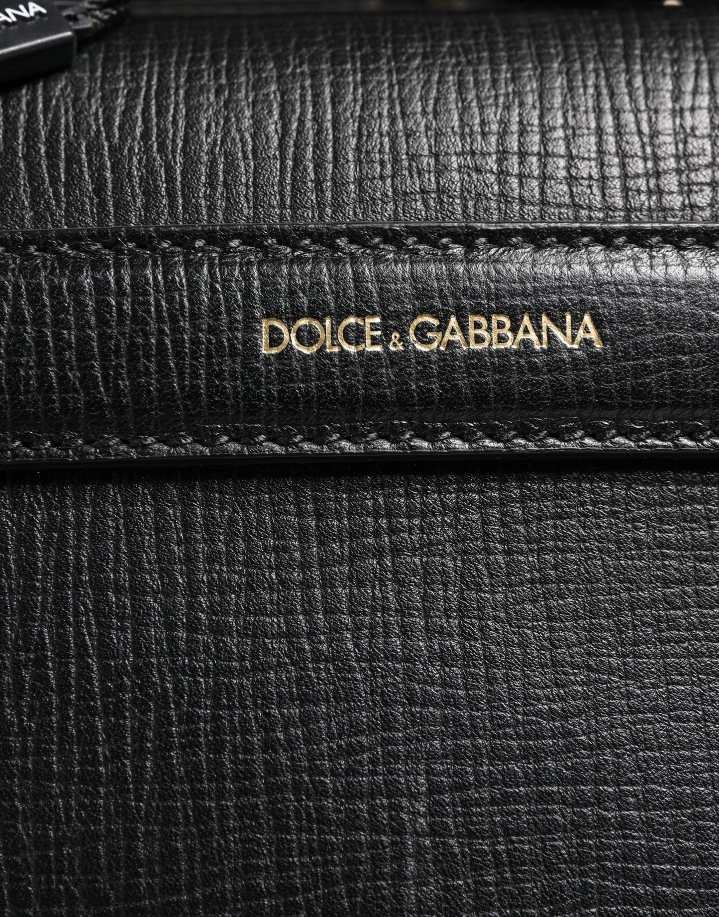 Dolce & Gabbana Mediterraneo Weekender-Tasche aus schwarzem Kalbsleder