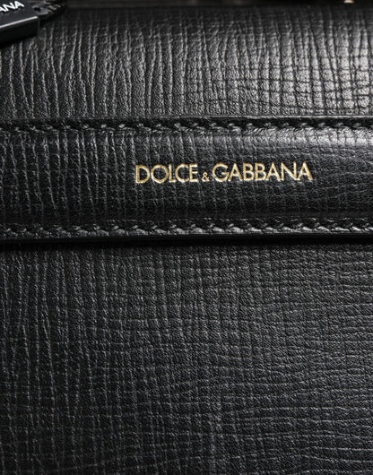 Dolce & Gabbana Mediterraneo Weekender-Tasche aus schwarzem Kalbsleder