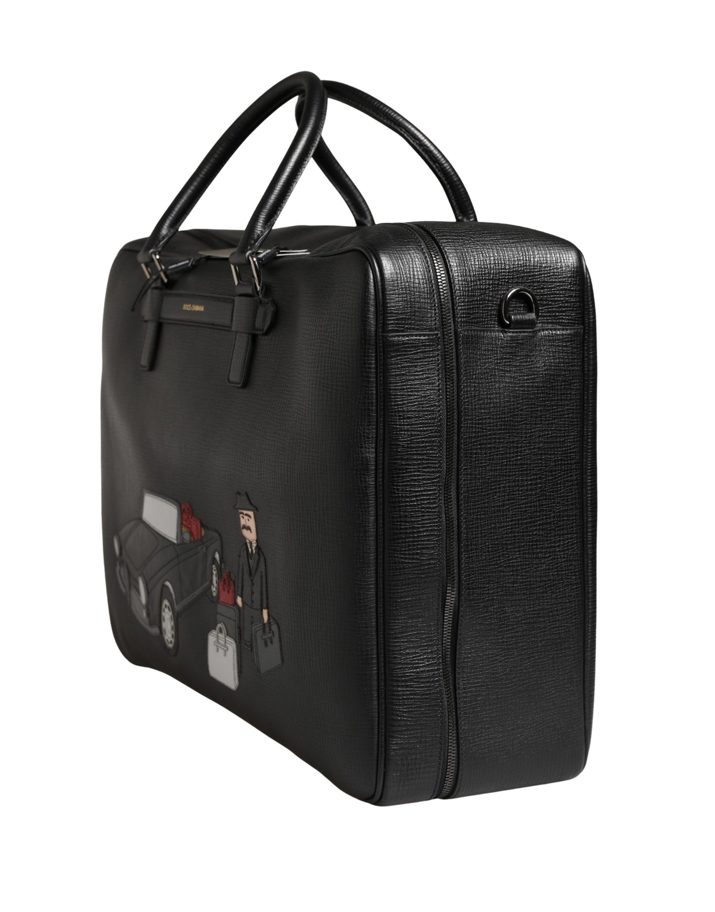 Dolce & Gabbana Mediterraneo Weekender-Tasche aus schwarzem Kalbsleder