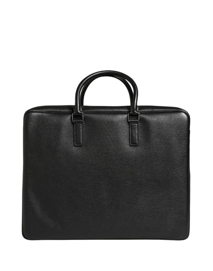 Dolce & Gabbana Mediterraneo Weekender-Tasche aus schwarzem Kalbsleder