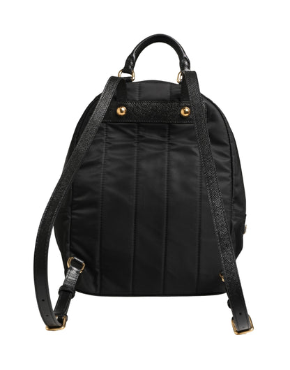 Dolce & Gabbana VULCANO Schwarze Nylon Rucksacktasche mit Verzierungen