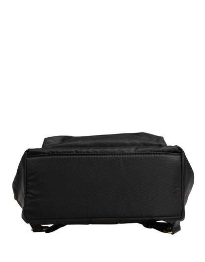 Dolce & Gabbana VULCANO Schwarze Nylon Rucksacktasche mit Verzierungen