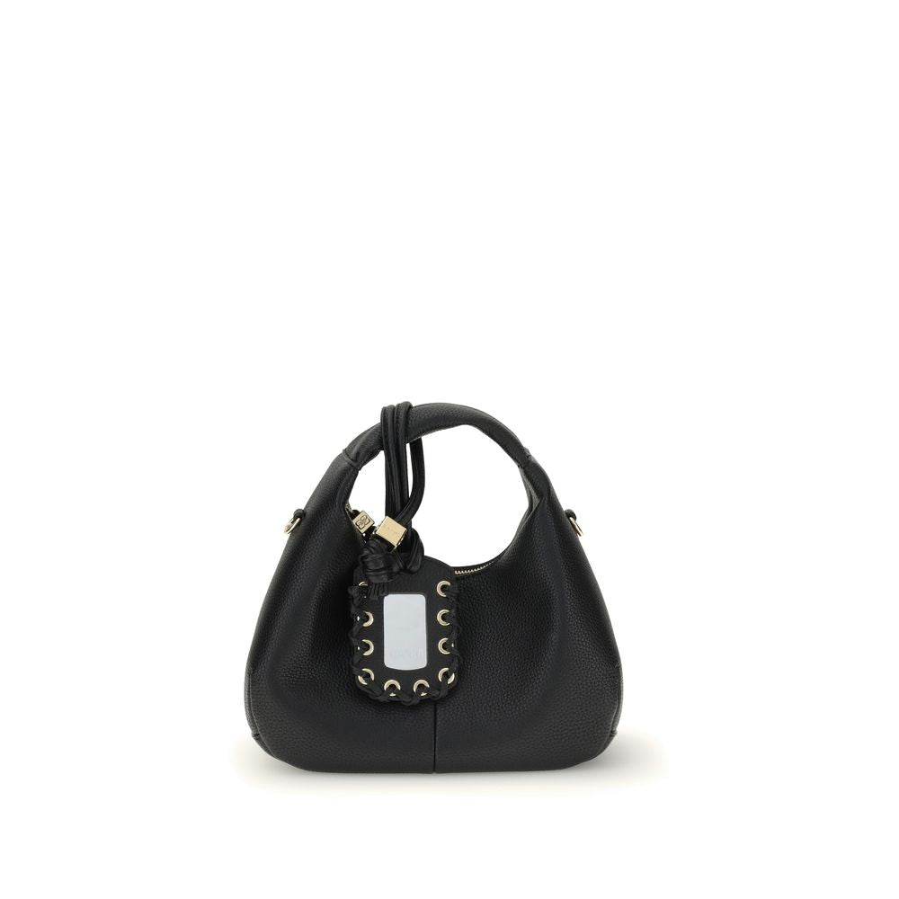 Ganni Schwarze Hobo Mini Handtasche aus Recyceltem Polyester