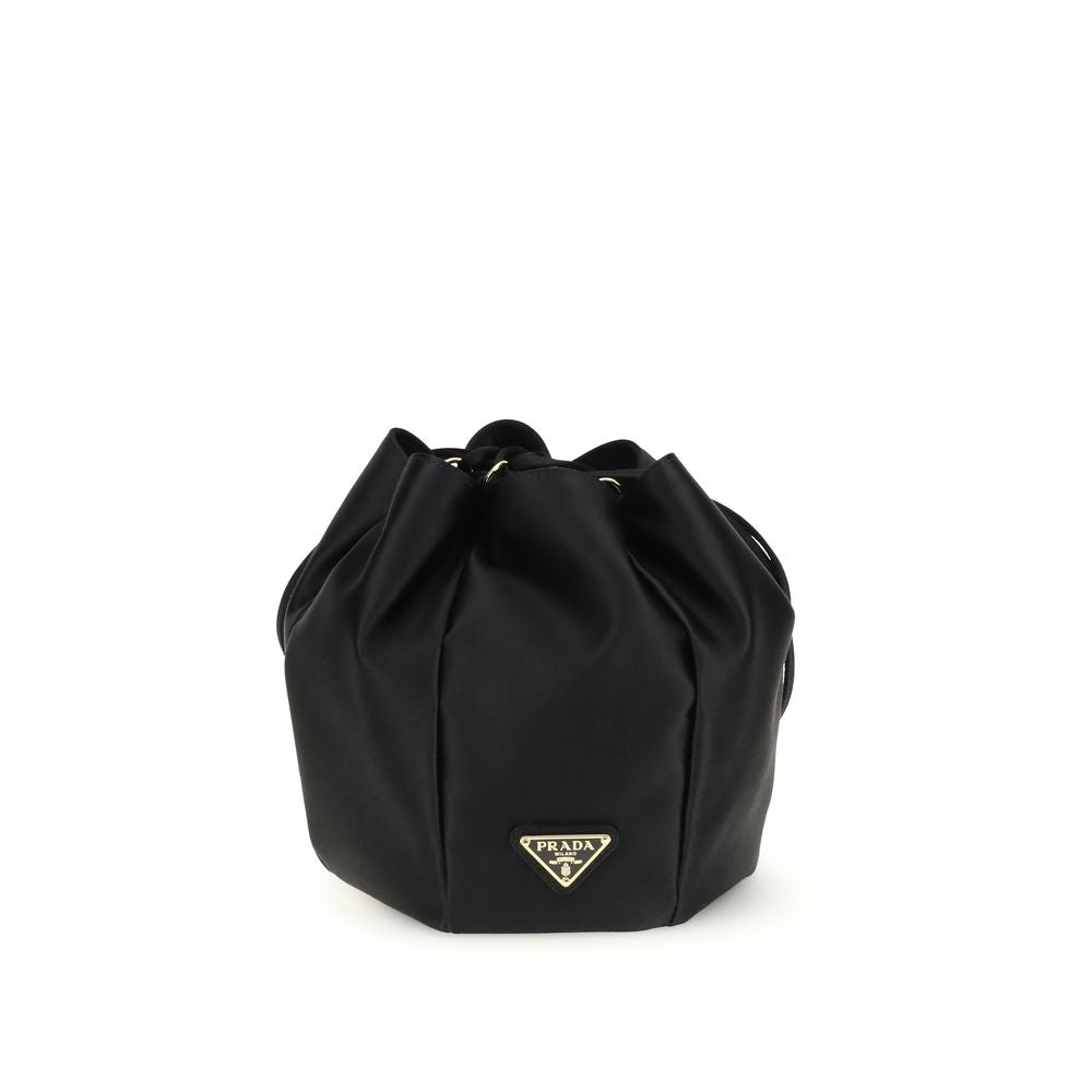 Schwarze Seiden-Beuteltasche