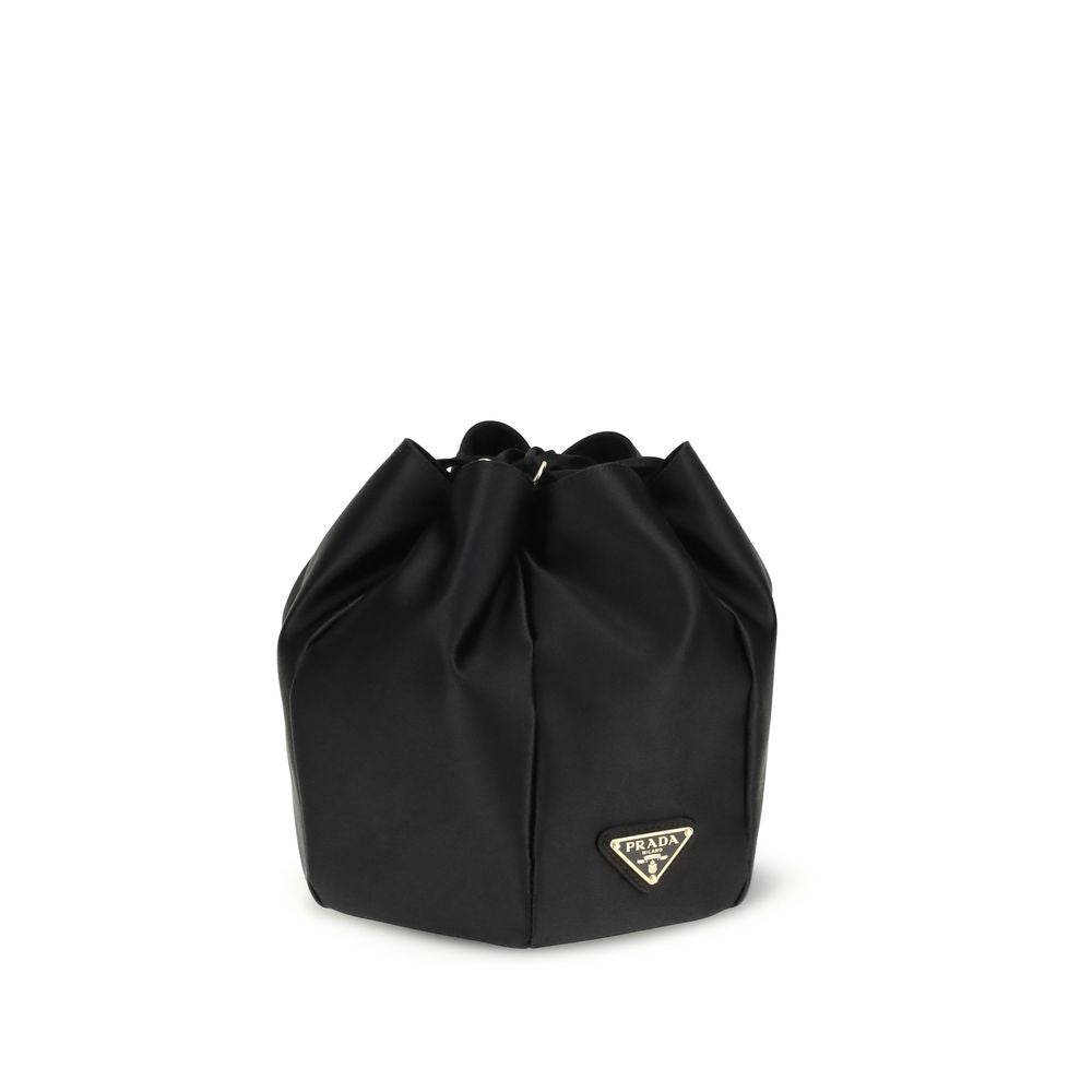 Schwarze Seiden-Beuteltasche