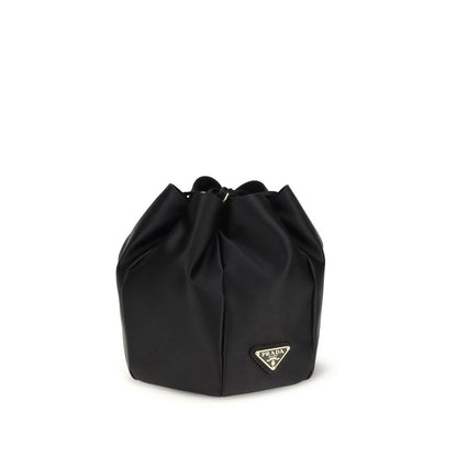 Schwarze Seiden-Beuteltasche