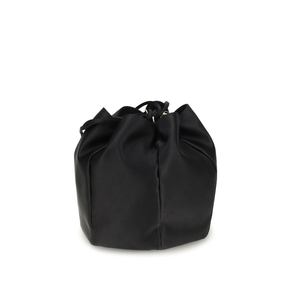 Schwarze Seiden-Beuteltasche