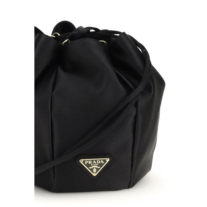 Schwarze Seiden-Beuteltasche