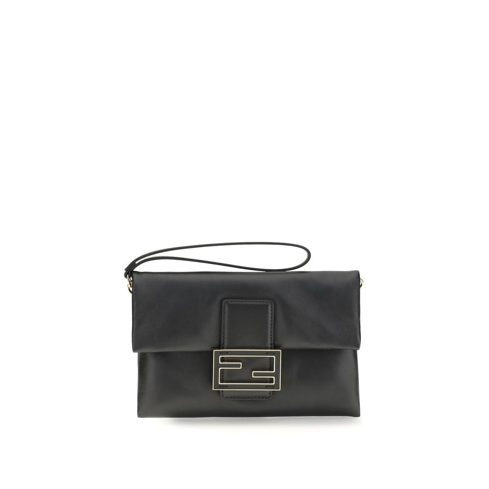 Fendi Mamma Baguette Clutch Bag aus schwarzem Kalbsleder