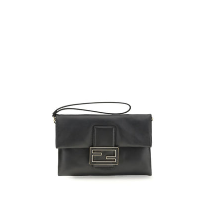 Fendi Mamma Baguette Clutch Bag aus schwarzem Kalbsleder