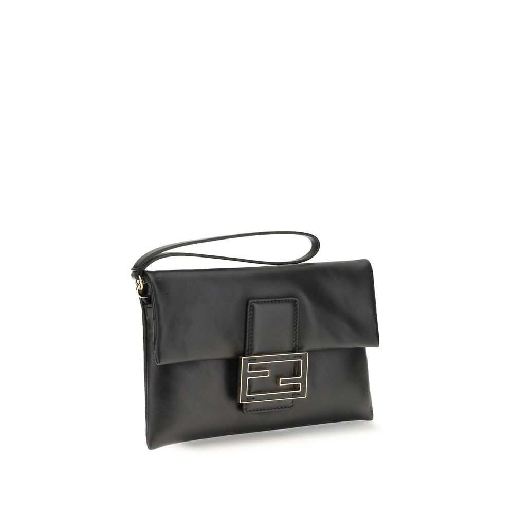 Fendi Mamma Baguette Clutch Bag aus schwarzem Kalbsleder