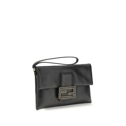 Fendi Mamma Baguette Clutch Bag aus schwarzem Kalbsleder