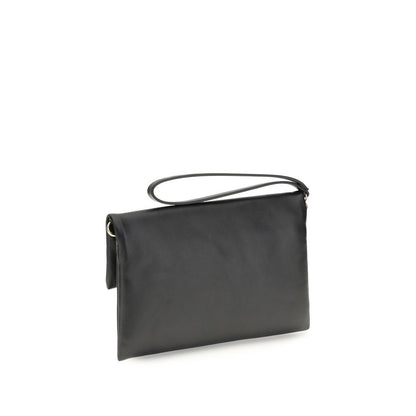 Fendi Mamma Baguette Clutch Bag aus schwarzem Kalbsleder