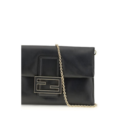 Fendi Mamma Baguette Clutch Bag aus schwarzem Kalbsleder