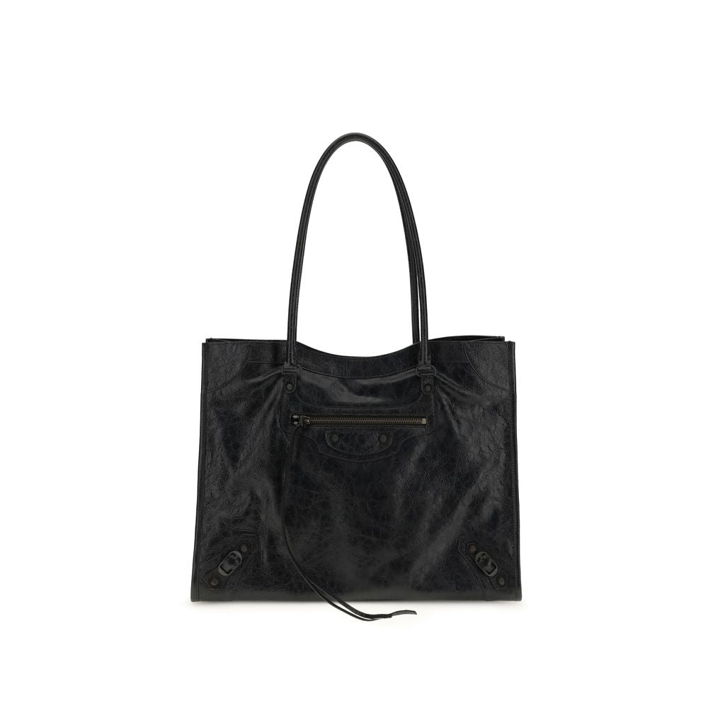 Balenciaga Le City Tote Bag aus schwarzem Lammleder – Elegante Schultertasche für Damen