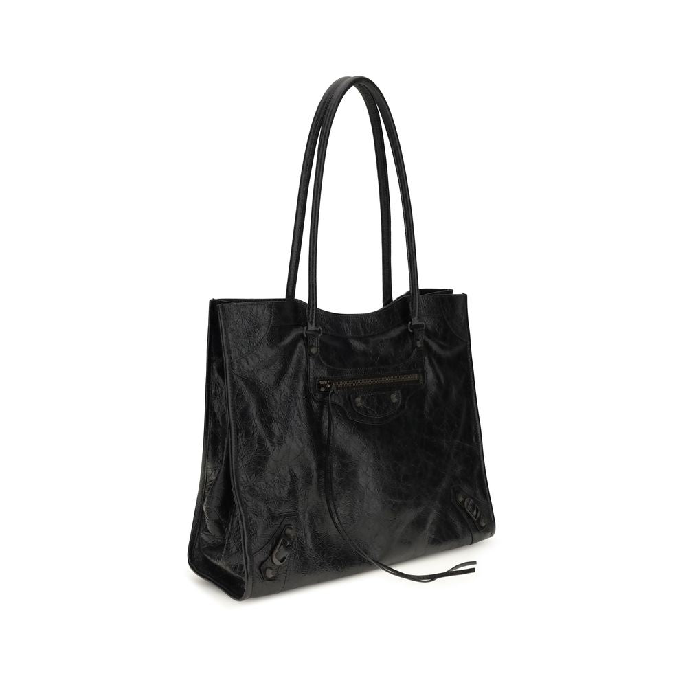 Balenciaga Le City Tote Bag aus schwarzem Lammleder – Elegante Schultertasche für Damen