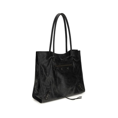 Balenciaga Le City Tote Bag aus schwarzem Lammleder – Elegante Schultertasche für Damen