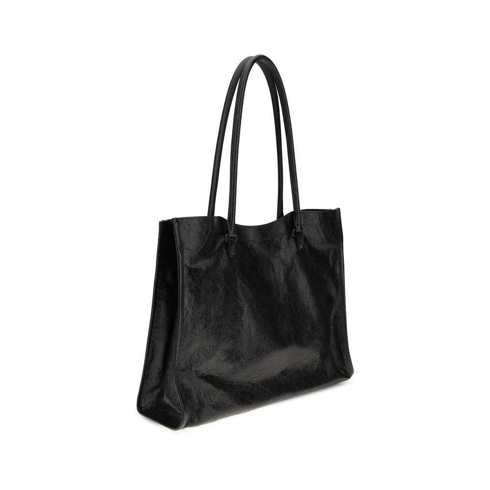 Balenciaga Le City Tote Bag aus schwarzem Lammleder – Elegante Schultertasche für Damen