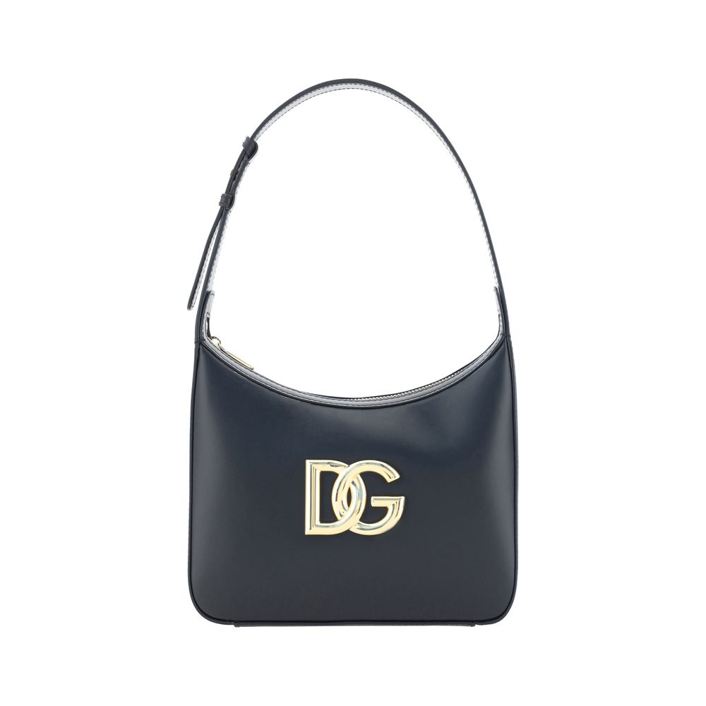 Dolce & Gabbana Schwarze Kalbsleder Bos Taurus Schultertasche - Eleganz für Damen