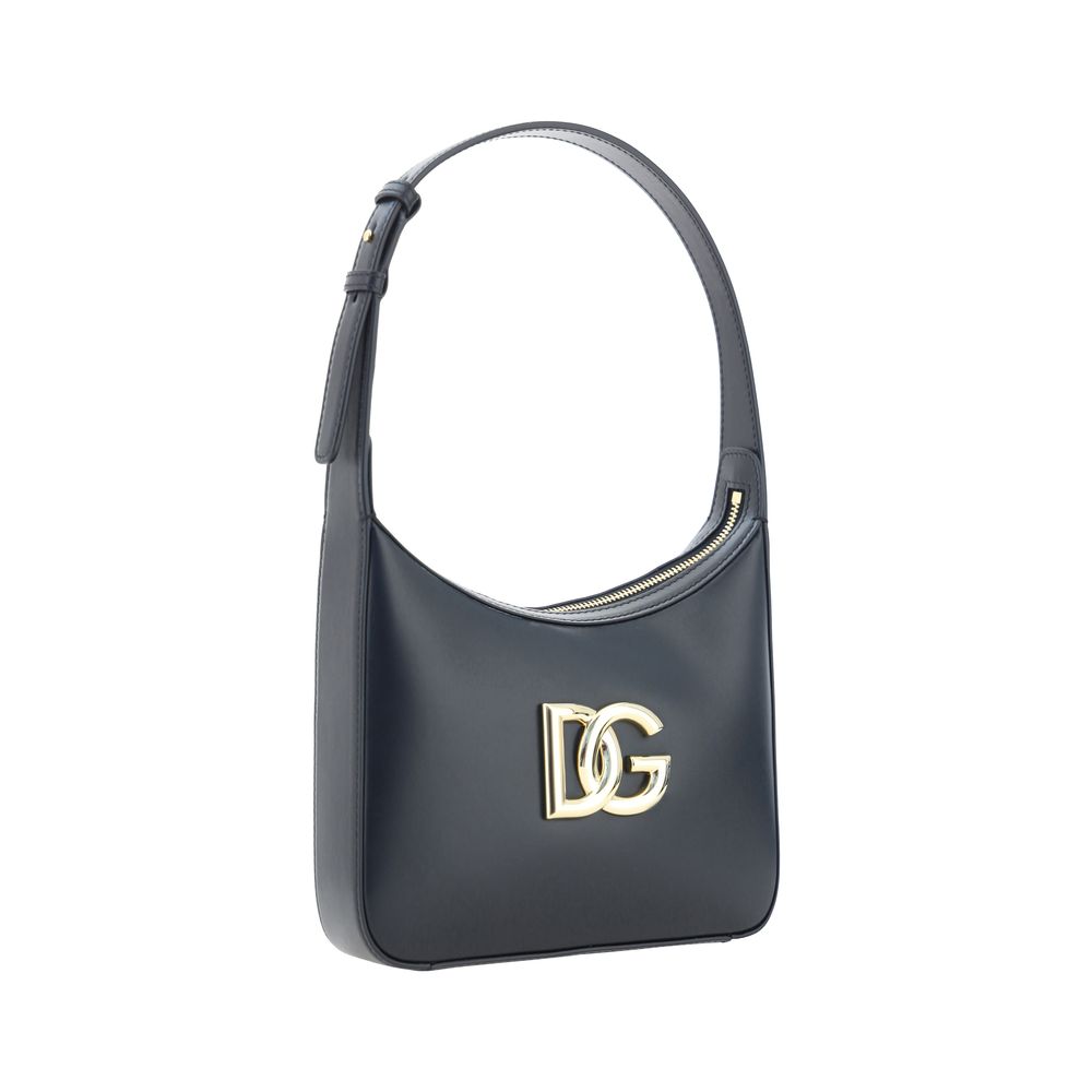 Dolce & Gabbana Schwarze Kalbsleder Bos Taurus Schultertasche - Eleganz für Damen