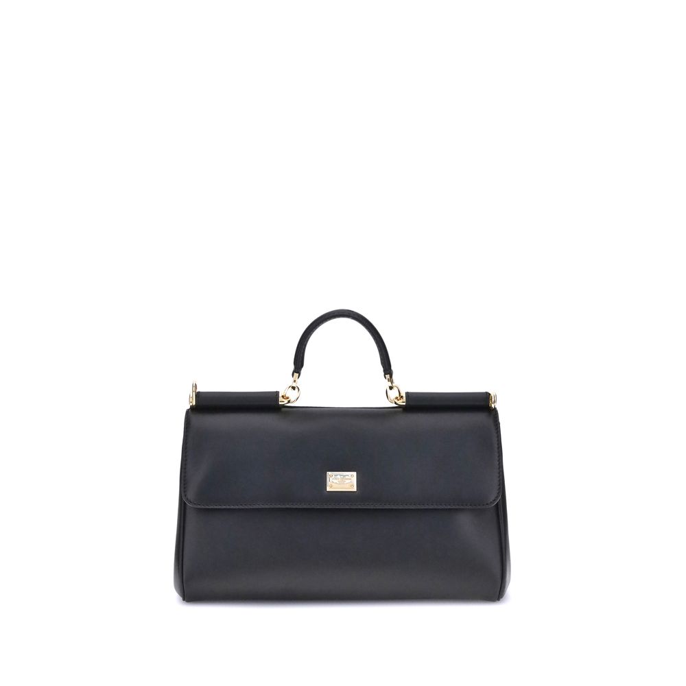 Dolce & Gabbana My Sicily Umhängetasche aus schwarzem Kalbsleder