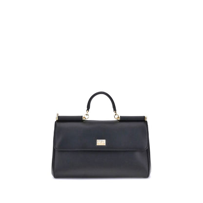 Dolce & Gabbana My Sicily Umhängetasche aus schwarzem Kalbsleder