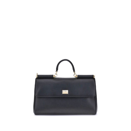 Dolce & Gabbana My Sicily Umhängetasche aus schwarzem Kalbsleder