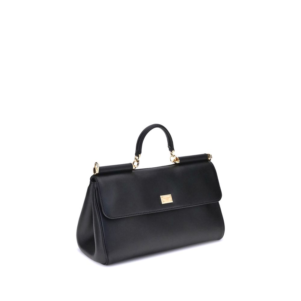 Dolce & Gabbana My Sicily Umhängetasche aus schwarzem Kalbsleder