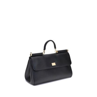 Dolce & Gabbana My Sicily Umhängetasche aus schwarzem Kalbsleder